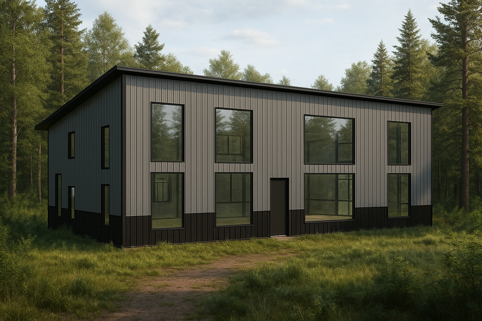 Rendering of the 22 x 48 Single Slope Barndominium Kit