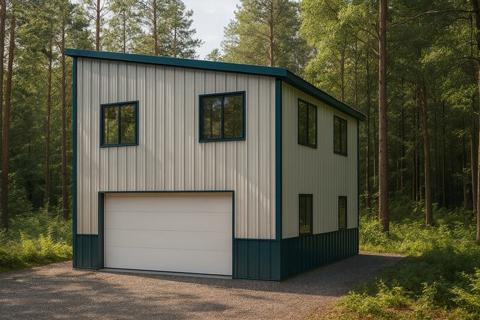 Rendering of the 22 x 24 Single Slope Garage ADU Kit