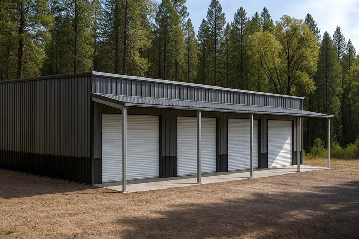 Rendering of the 40 x 51 Single Slope 4 Car Garage Or Shop Kit