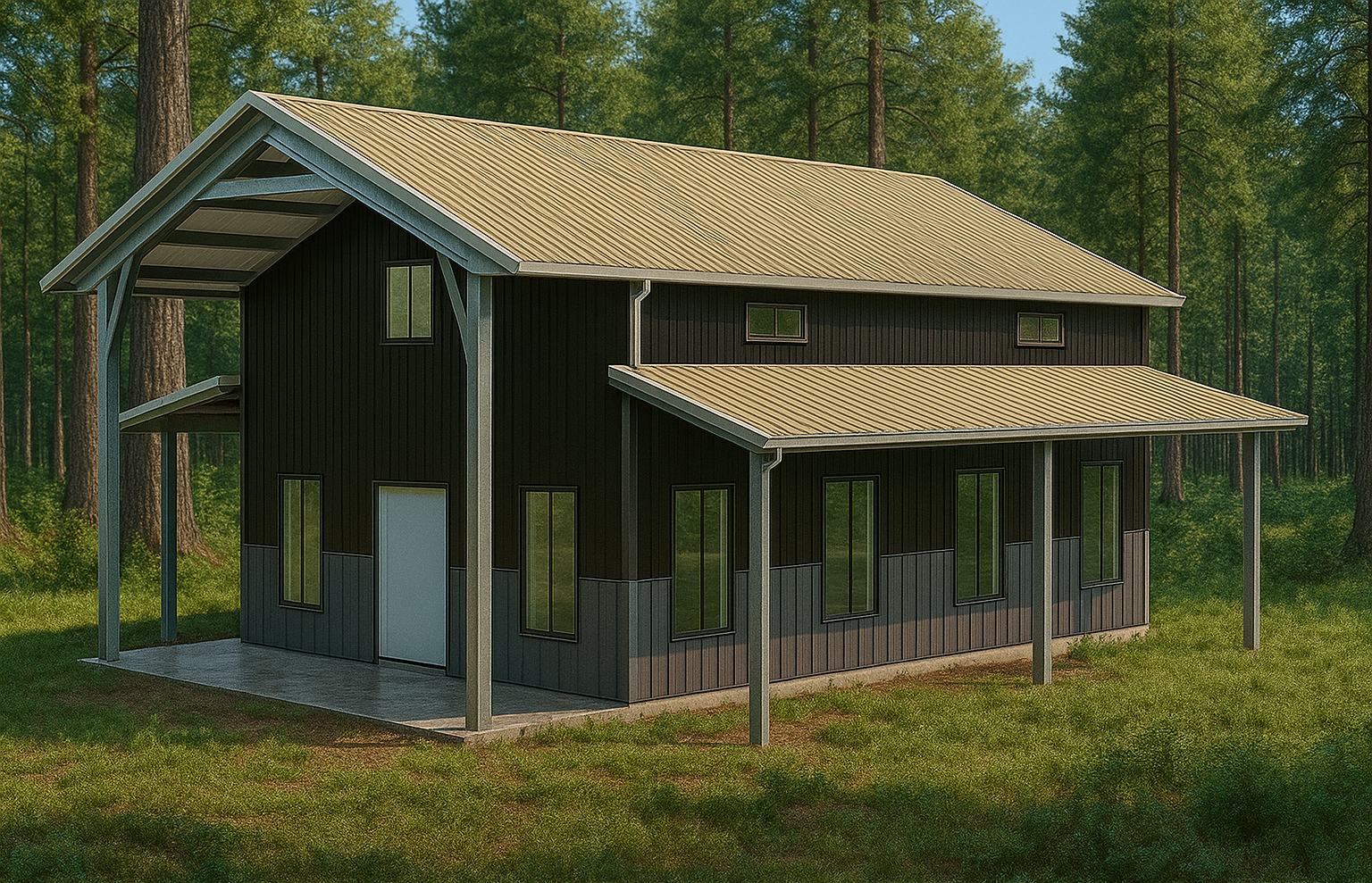 24-x-30-gable-roof-2-story-barndominium-steel-house-kit