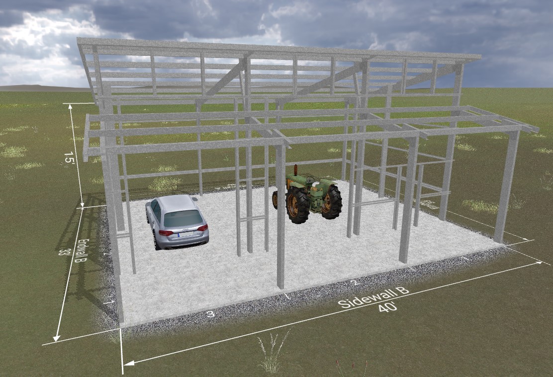 SINGLE SLOPE ROOF SHOP2540 Nuecosystems   25 40 15 Single Slope Framing 