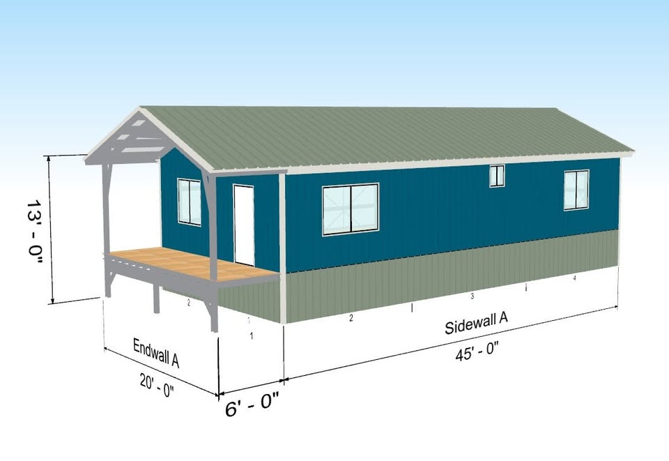 20-x-45-hurricane-rated-gable-barndominium-kit-on-piers