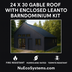 24-x-30-gable-roof-with-enclosed-leanto-barndminium-steel-house-cabin-kit