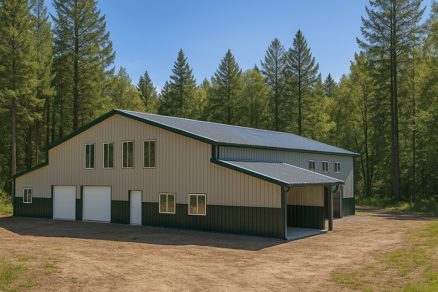 76-x-90-gable-roof-tall-double-leanto-barndominium-kit